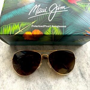 Maui Jim Women’s Maverick Aviators - Gold Frame, Brown Lenses New in Box w/ Case